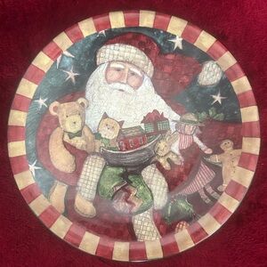 Certified International Susan Winget Santa Claus Christmas Checkered Plate